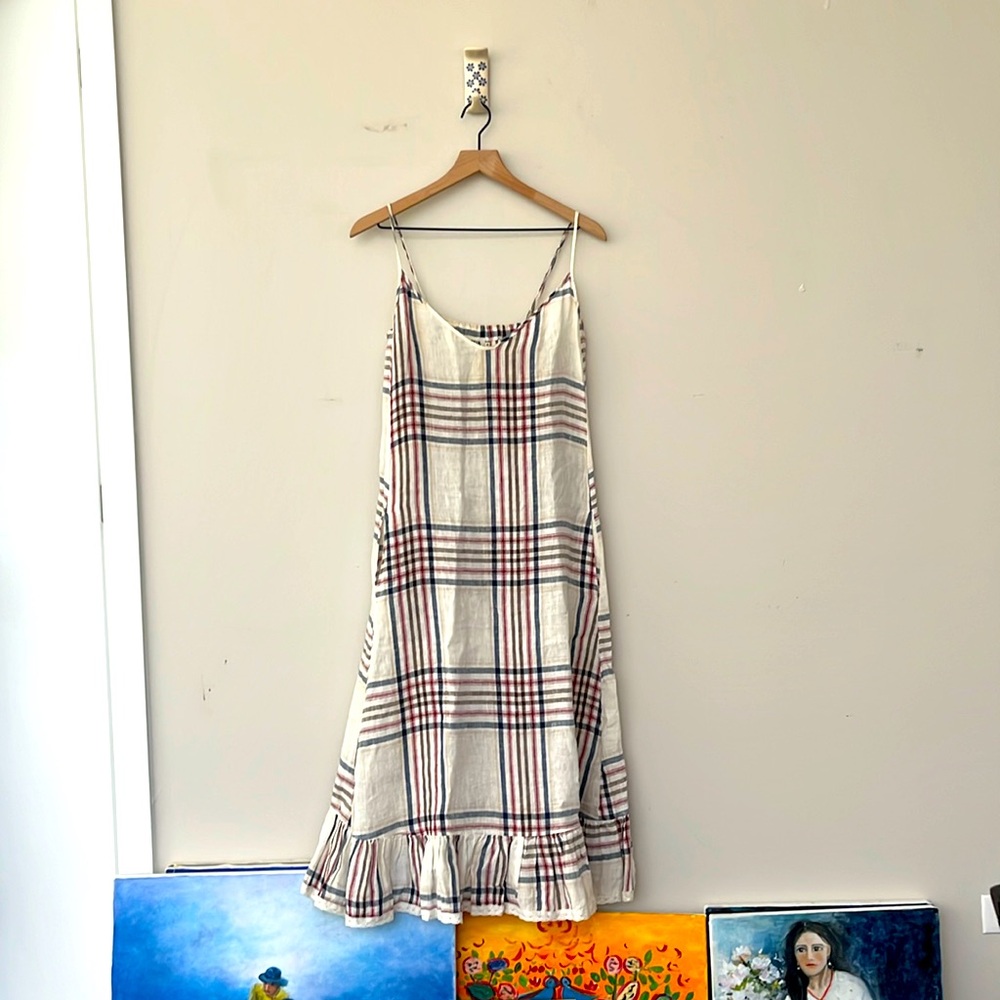 long beige cotton dress